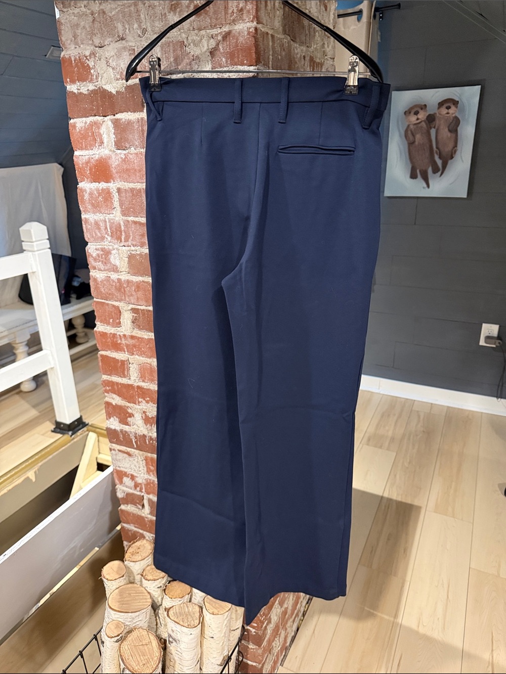 Tommy Hilfiger Navy Wide-Leg Dress Pants - Picture 2 of 7